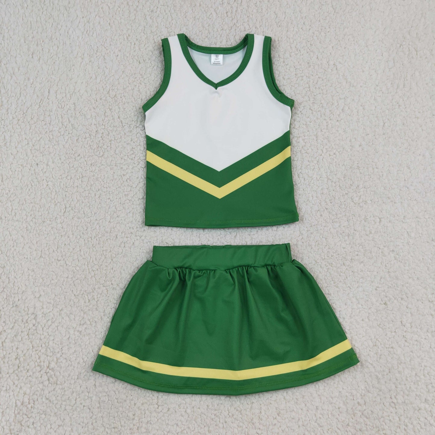 GSD4238 Team Stripe Green Cheer Yoga Girls Skorts Set