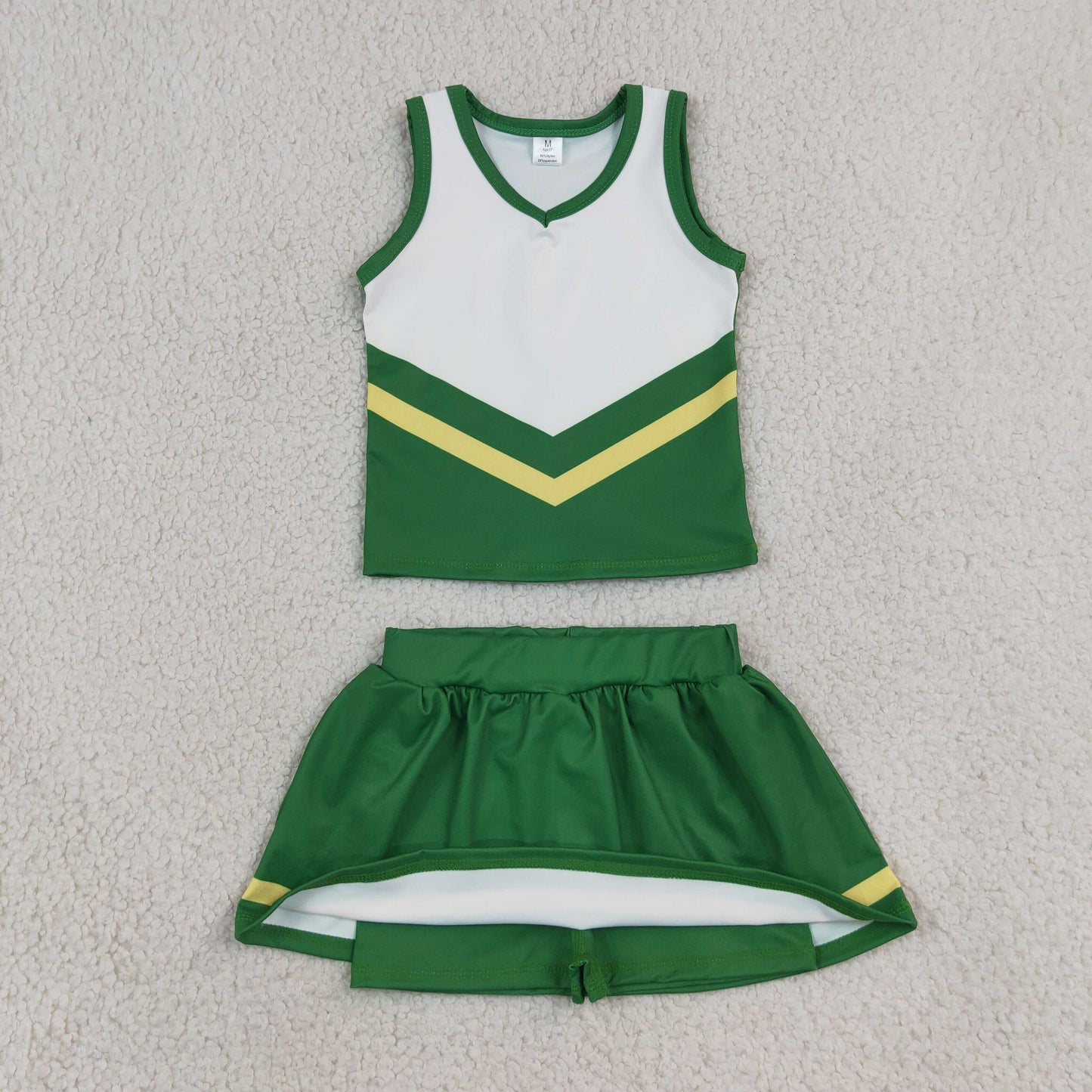 GSD4238 Team Stripe Green Cheer Yoga Girls Skorts Set