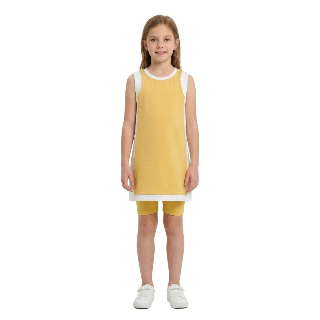 GSD4254 Solid Color Yellow Yoga Girl's Dress