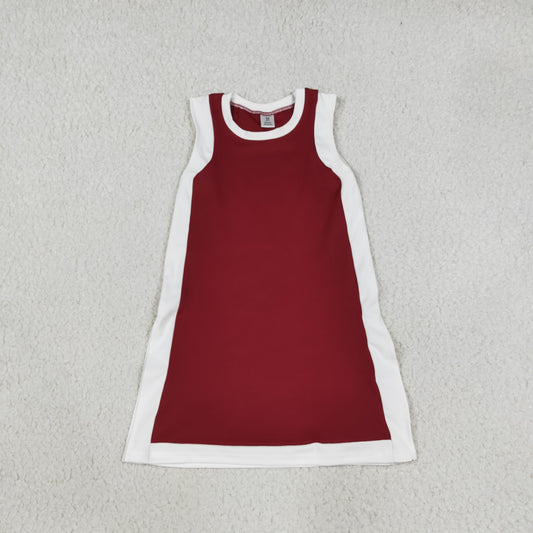 GSD4257 Solid Color Dark Red Yoga Girl's Dress