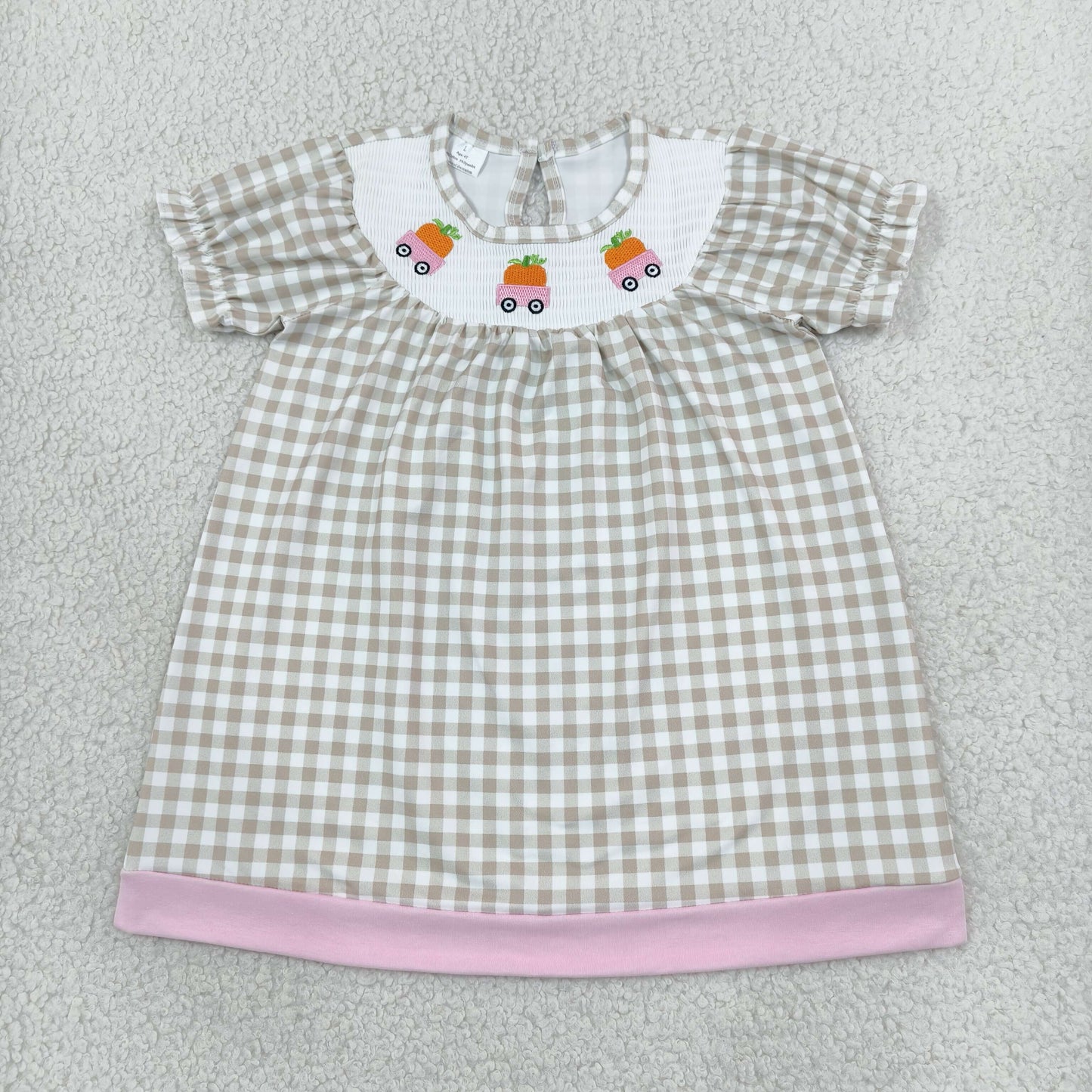 GSD4258 Smocked Fall Pumpkin Car Plaid Girl's Dress