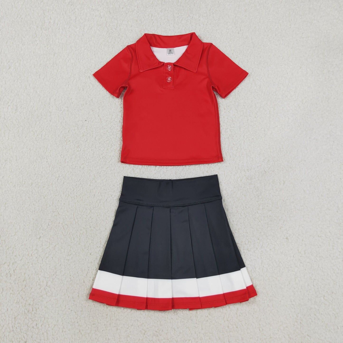 GSD4262 Red Pleated Yoga Polo Girls Skorts Set
