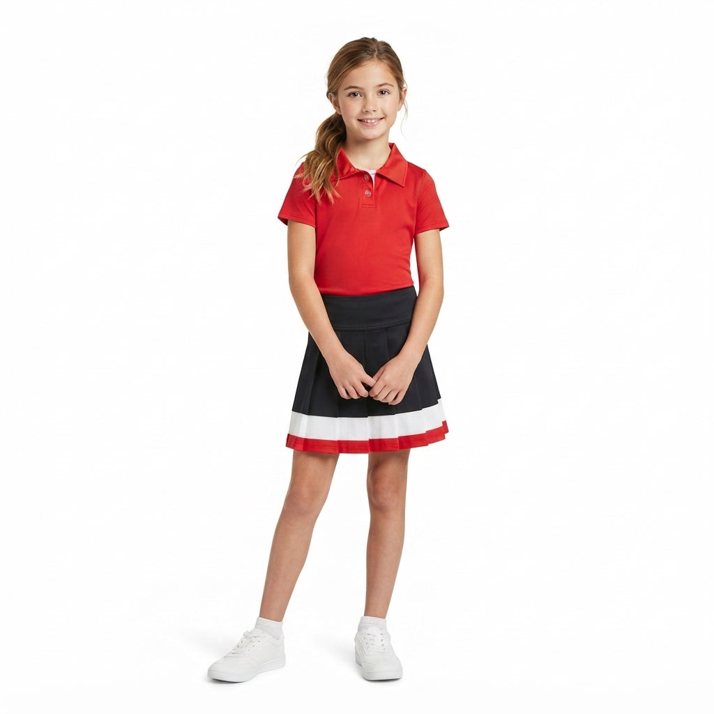GLK0320 Solid Color Black Red Yoga Pleated Girls Skorts