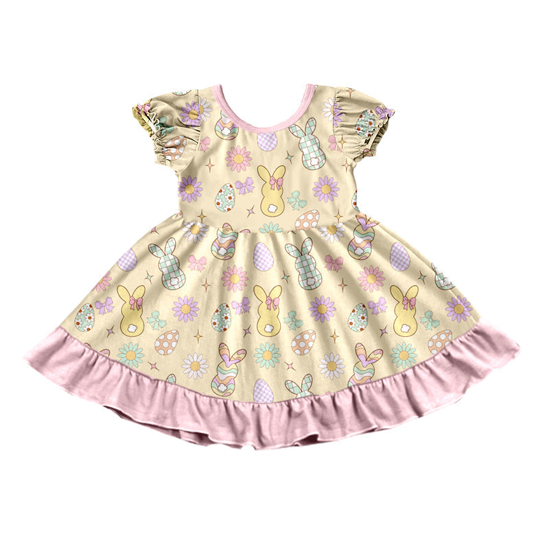 Preorder MOQ 5 pcs Each Style Happy Easter Bunny Flower Pink Kids Matching Clothes