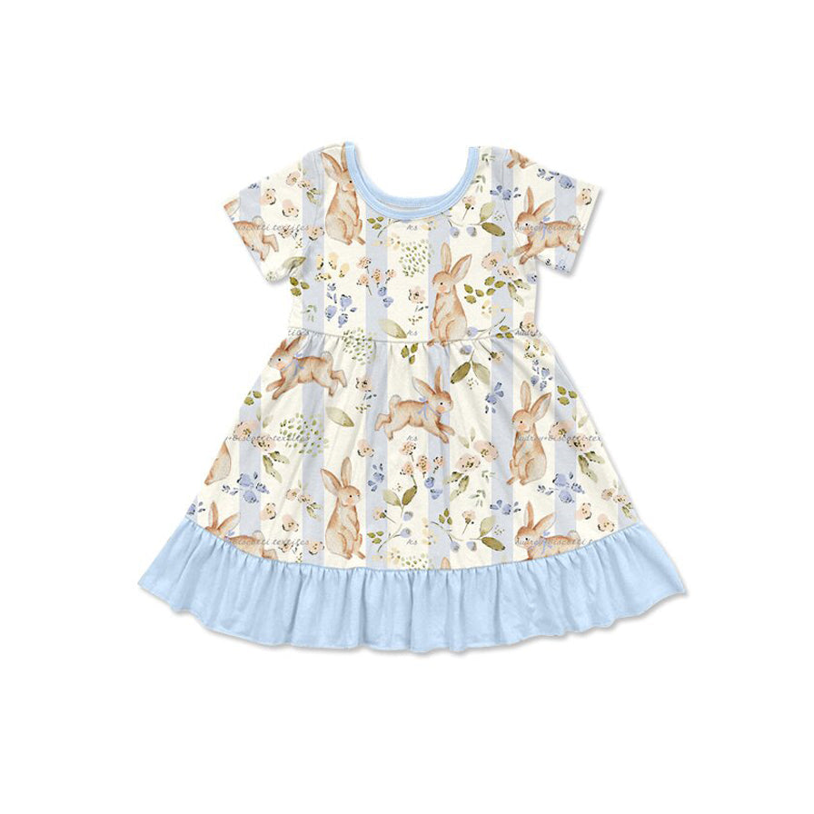 Preorder MOQ 5 pcs Each Style Easter Bunny Flower Blue Kids Matching Clothes