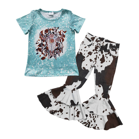 Western Cow Leopard Jeans Set