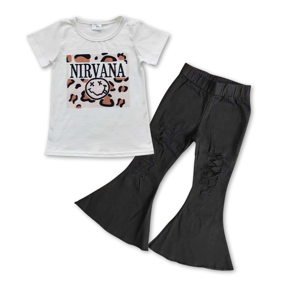 Smlie Print Baby shirt + Black Jeans