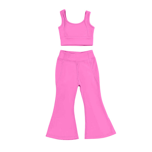 pre -order hot pink sleeveless yoga girls set GSPO2002