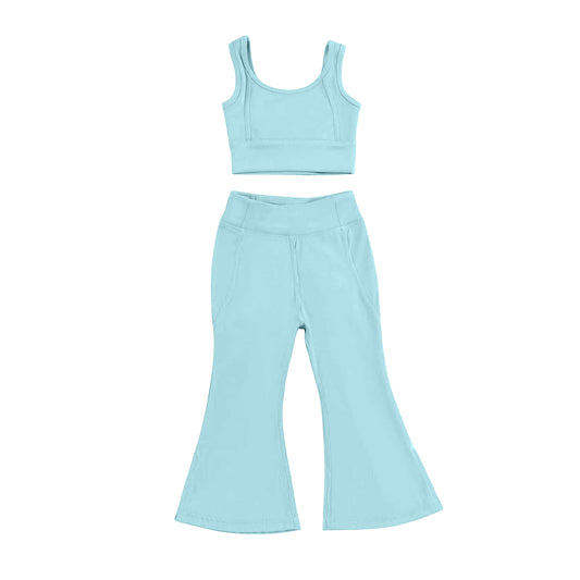 pre -order blue sleeveless yoga girls set GSPO2004