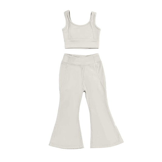 pre -order grey sleeveless yoga girls set GSPO2005