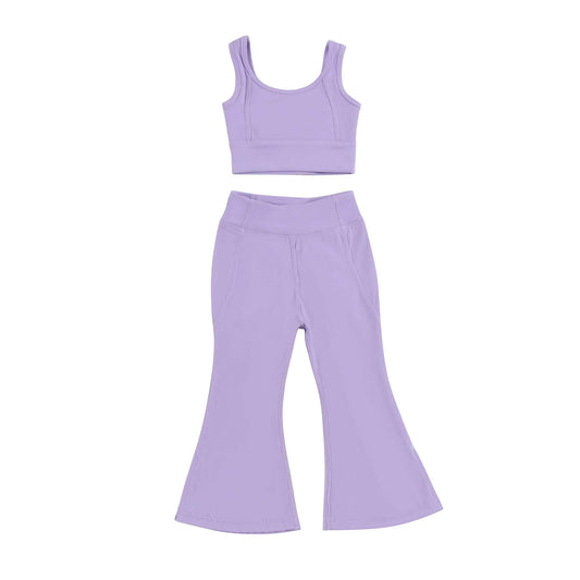 pre -order purple sleeveless yoga girls set GSPO2006