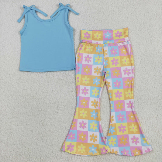 Colorful flowers Sleeveless Girls Set