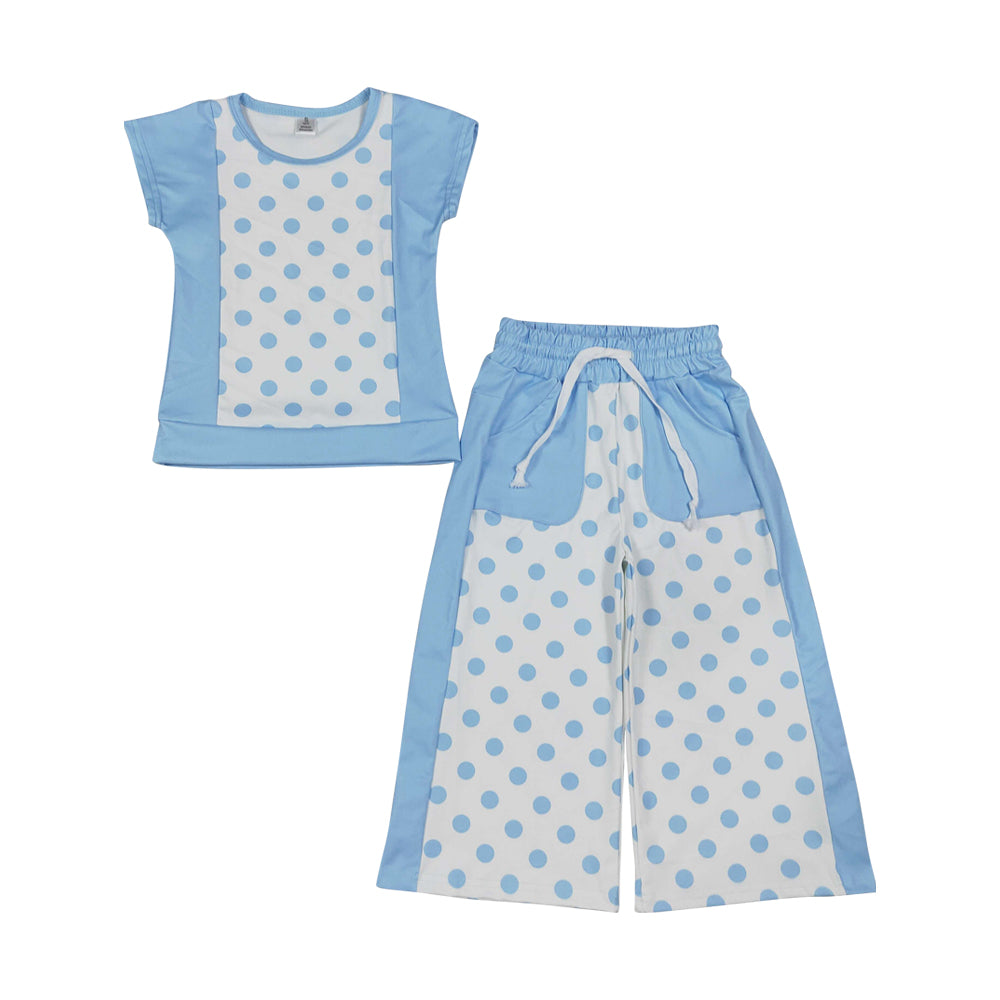 dots Short Sleeve Bell pants Girls Set GSPO2334