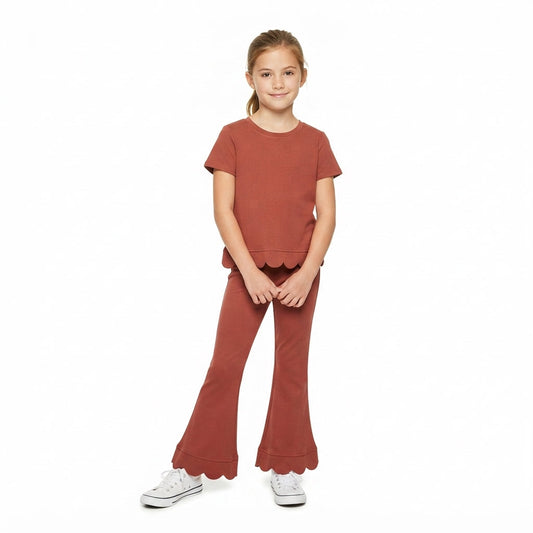 GSPO2347 Solid Color Terracotta Scallop Edge Girls Set
