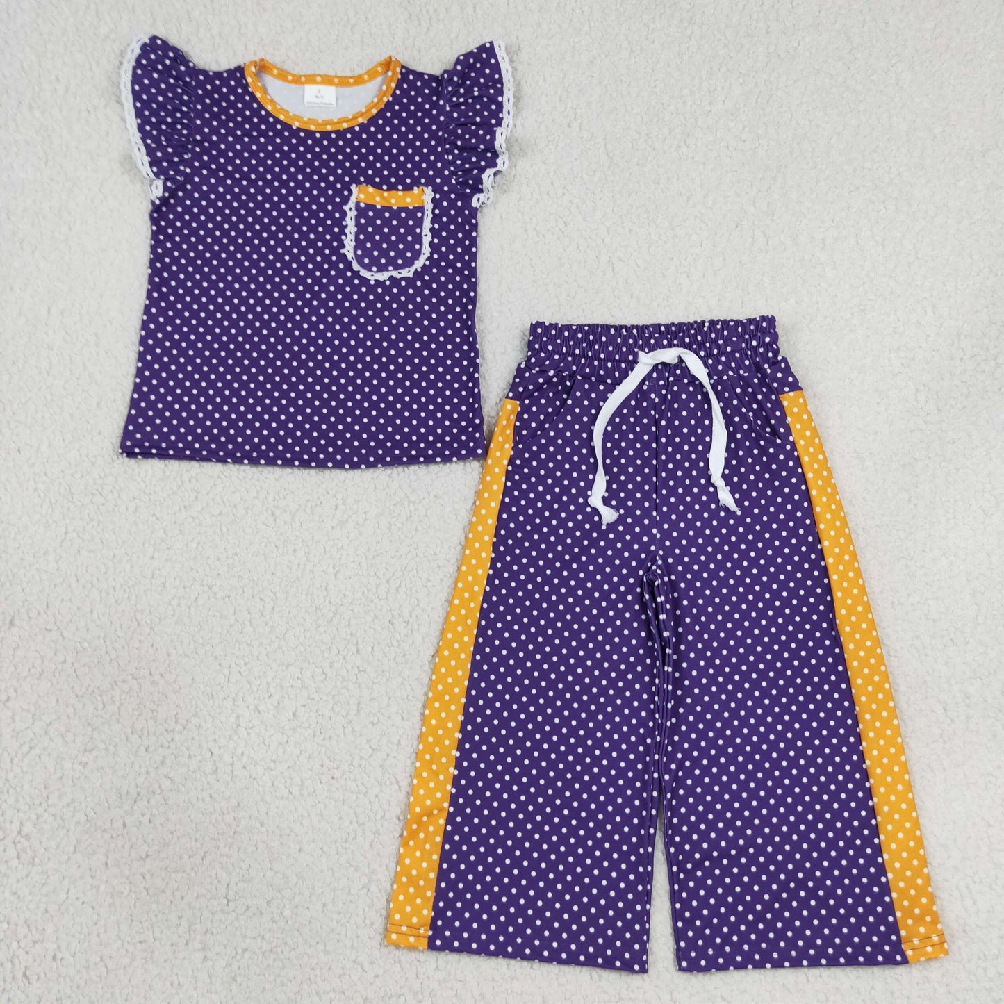 GSPO2366 Purple Color Dots Cute Girls Set