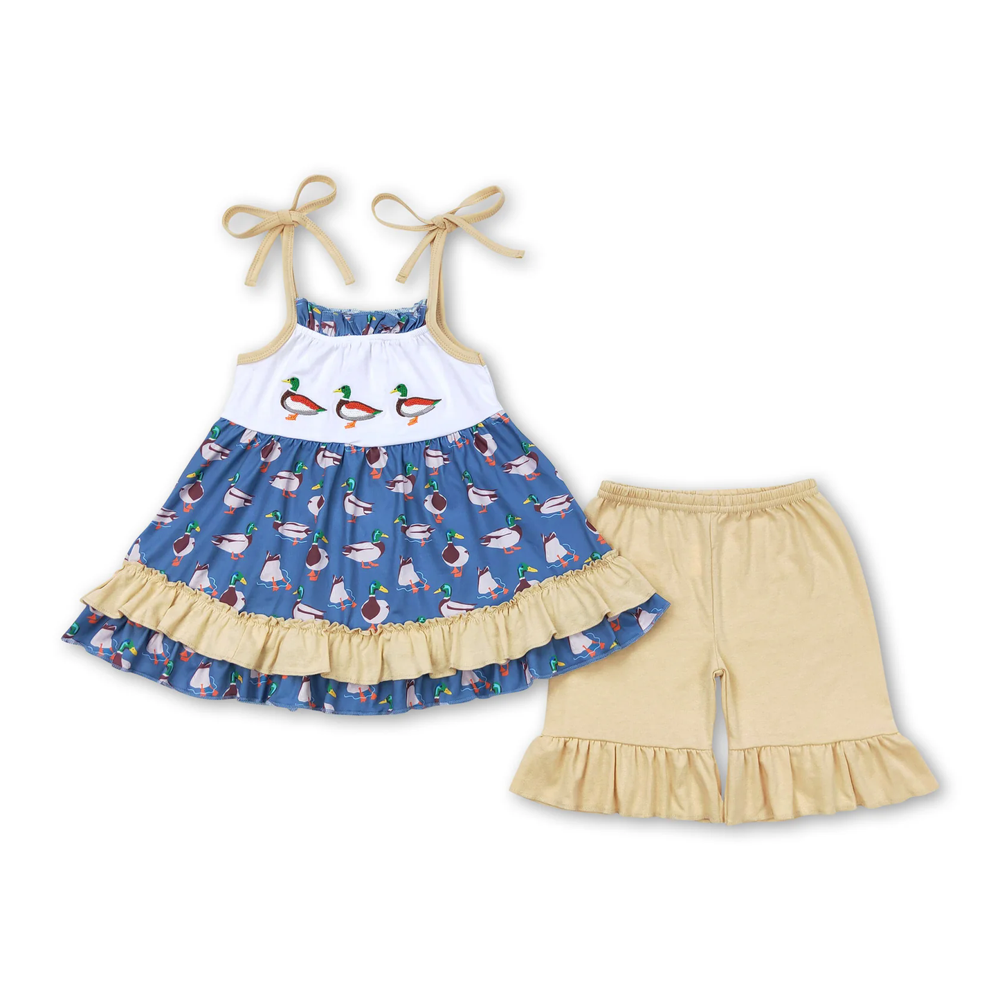 Embroidered duck set Girls Set （us us warehouse）