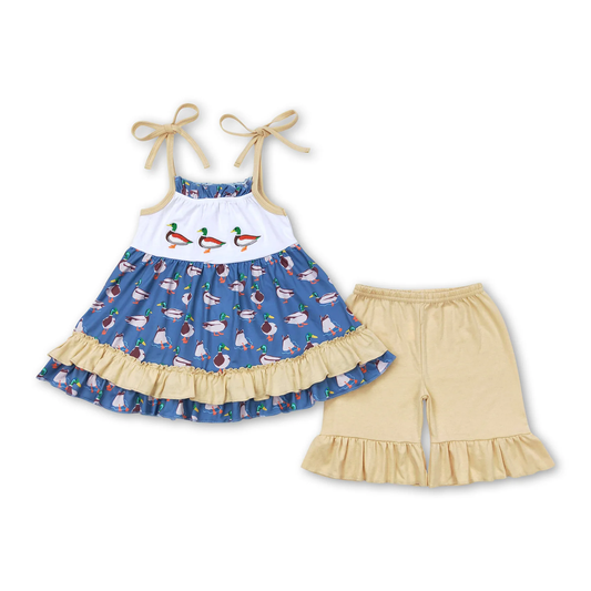 Embroidered duck set Girls Set （us us warehouse）