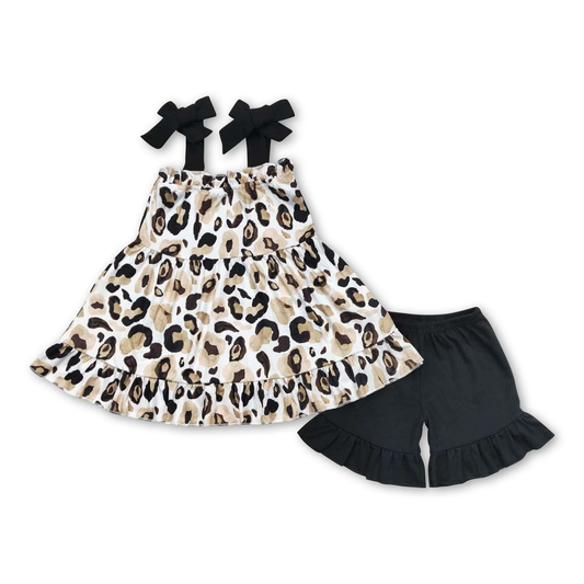 leopard set Girls Set （us us warehouse）