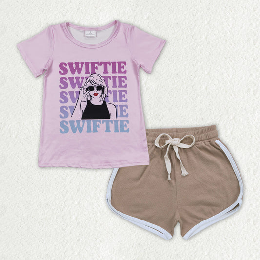 purple letter shirt Girls set GSSO1312