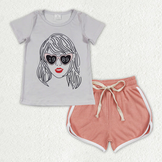 Grey 1989 coral short Girls set GSSO1325