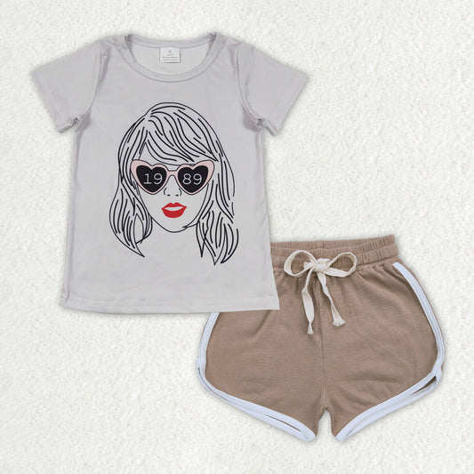 Grey 1989 brown short Girls set GSSO1329