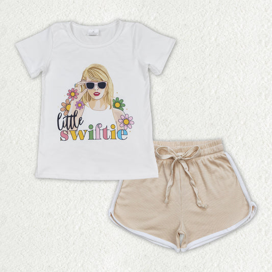 flower Cartoon Cream short Girls set GSSO1342