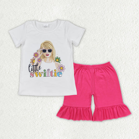 singer flower hot pink shorts Girls Summer Set