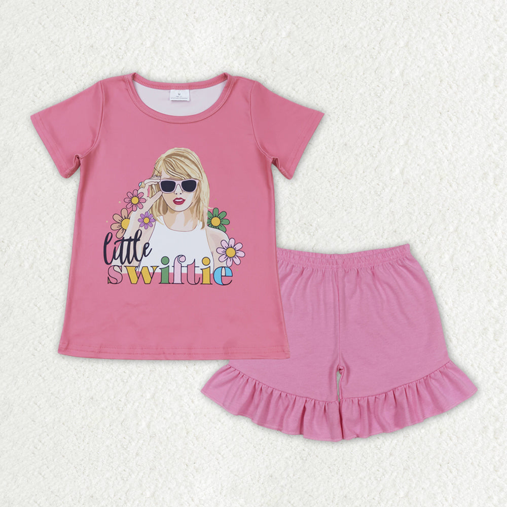 singer flower hot pink shorts Girls Summer Set