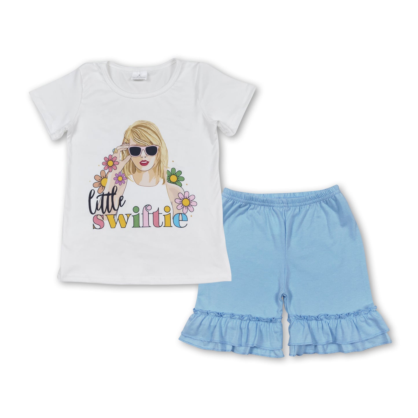 singer flower blue shorts Girls Summer Set