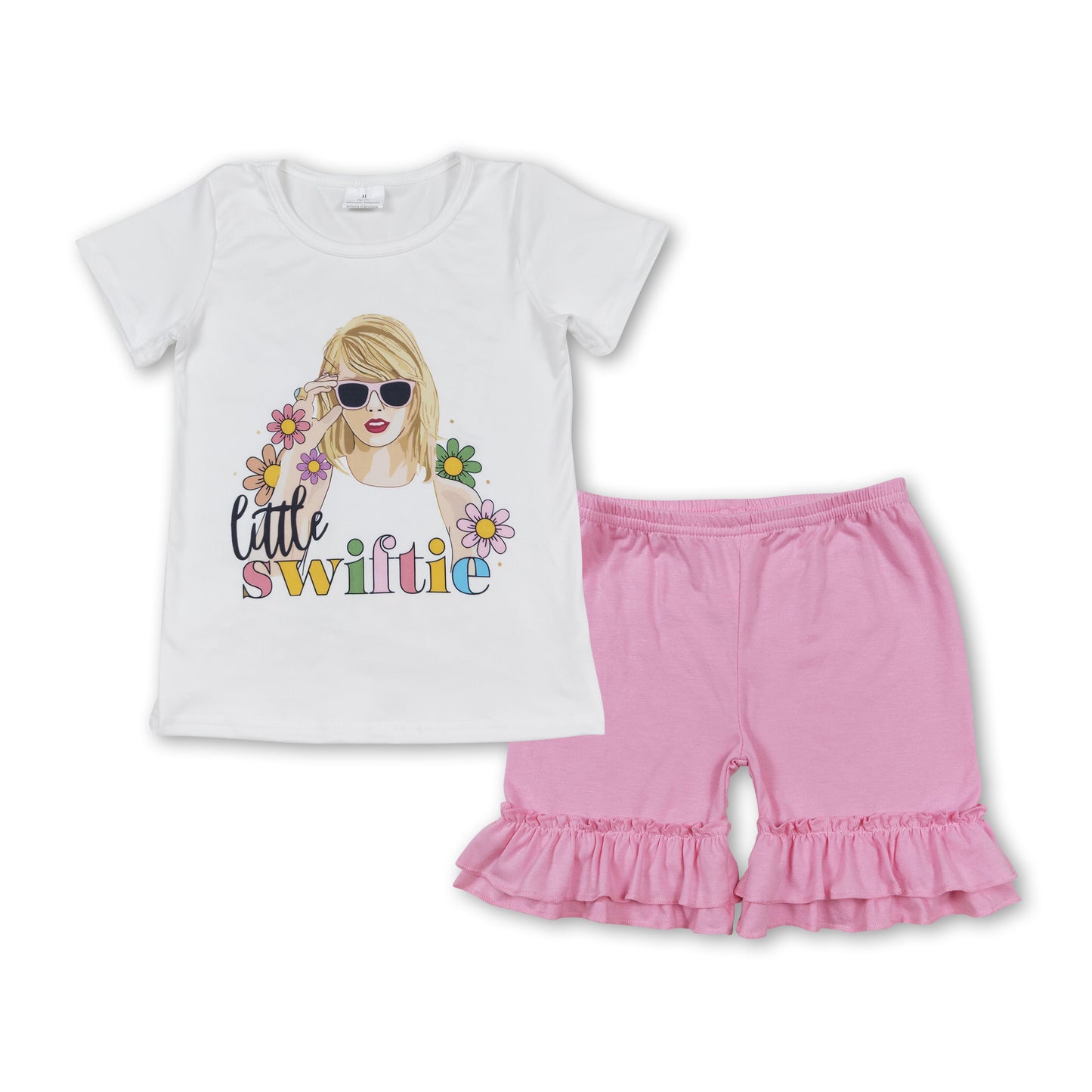 singer flower pink shorts Girls Summer Set