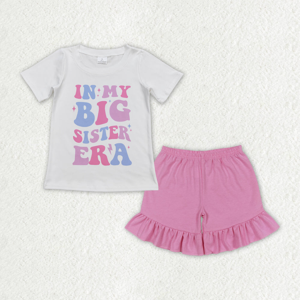 IN MY BIG SISTER pink shorts Girls Summer Set