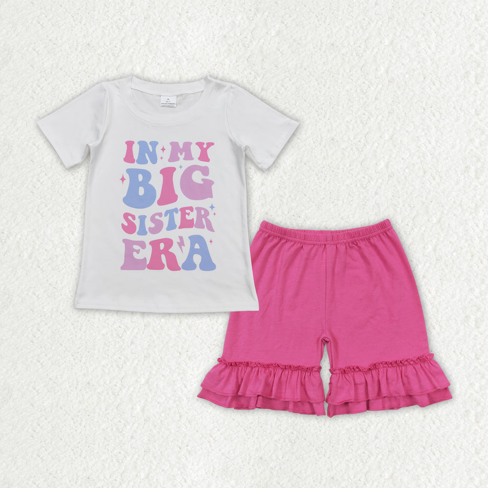 IN MY BIG SISTER hot pink shorts Girls Summer Set