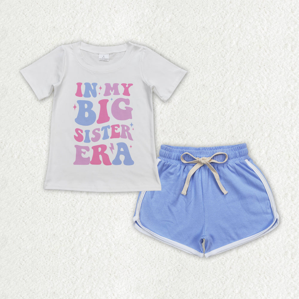 IN MY BIG SISTER blue shorts Girls Summer Set