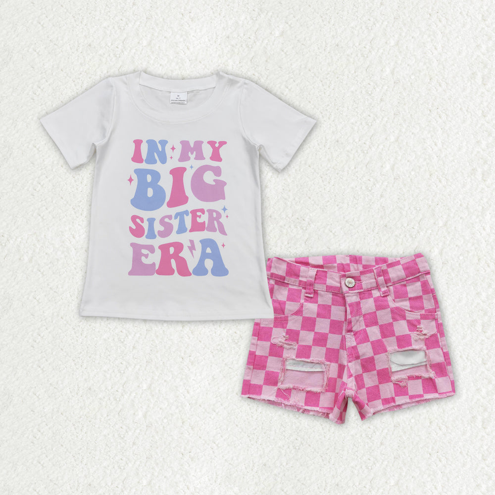 IN MY BIG SISTER pink plaid shorts Girls Summer Set