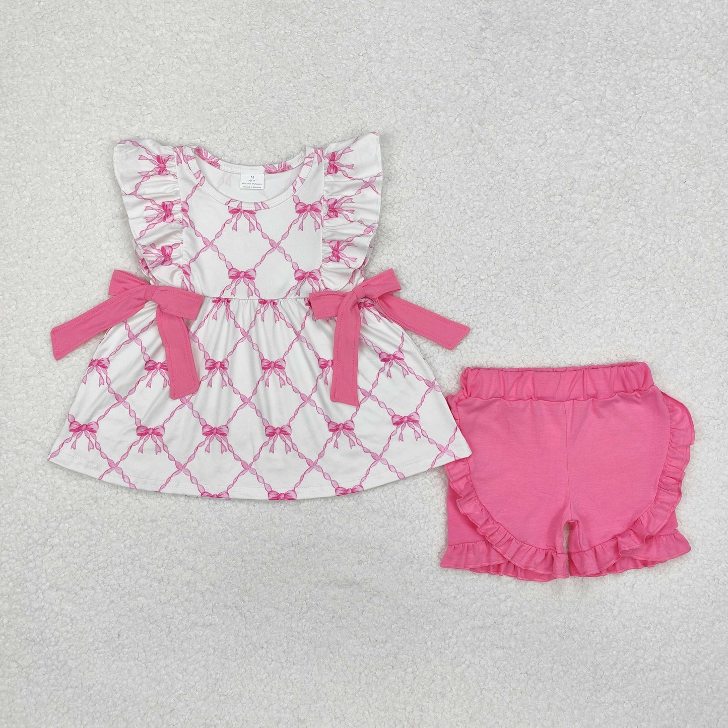 pink bow Girls Summer set