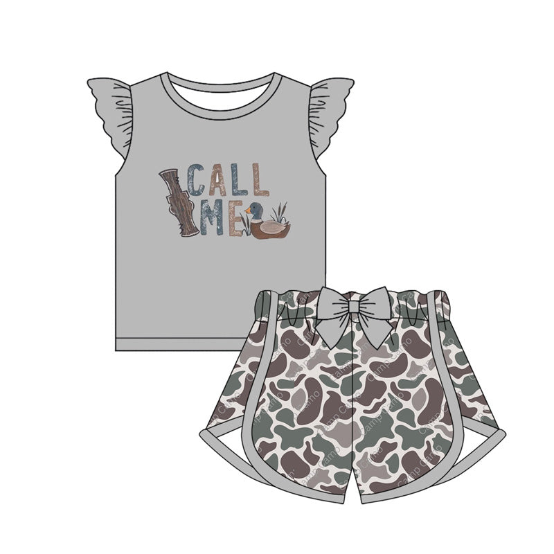 pre -order grey duck letter print girlss Summer set BSSO1678