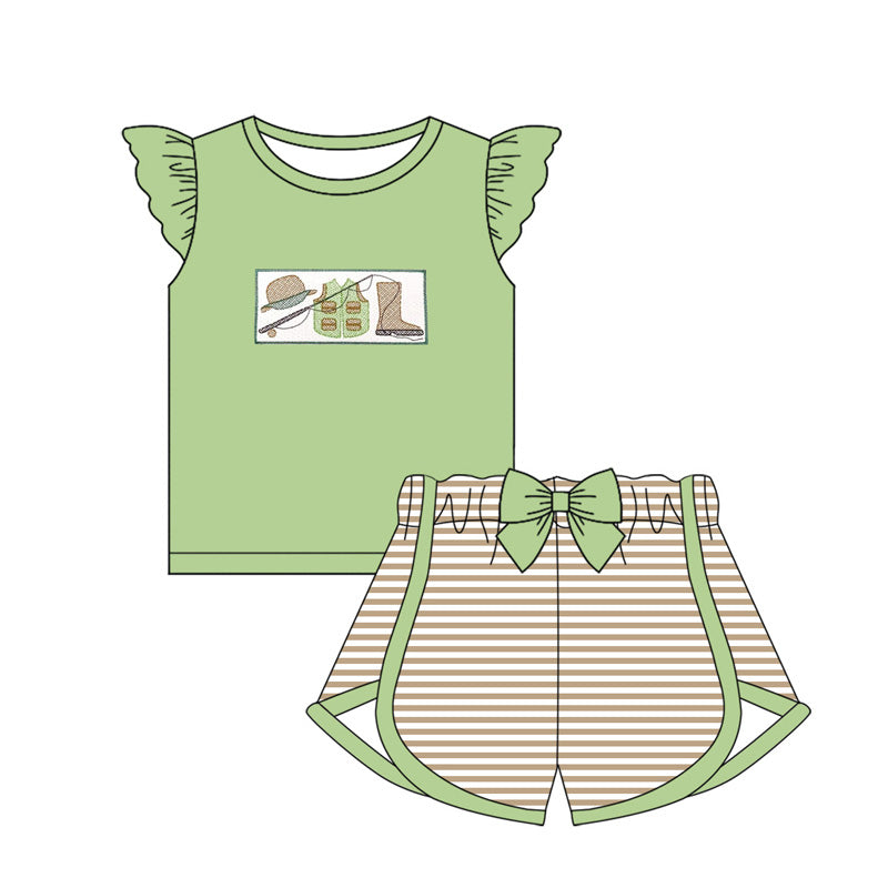 pre -order green pattern print girls Summer set GSSO1689