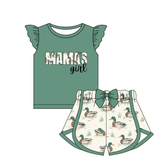 pre -order green duck pattern print girls Summer set GSSO1719