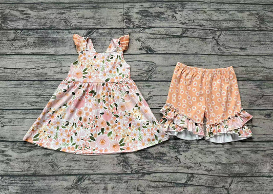 pre -order orange flowers girls Summer setGSSO1763