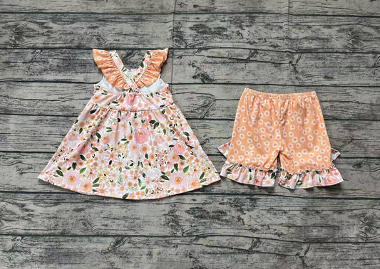 pre -order orange flowers girls Summer setGSSO1763
