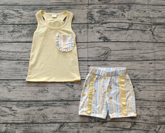 pre -order yellow flowers pocket girls Summer set GSD1788