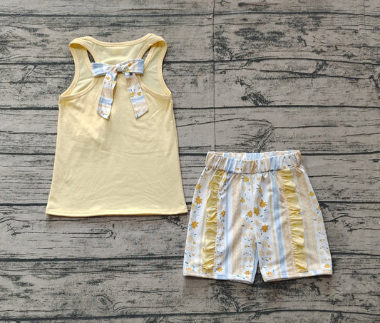 pre -order yellow flowers pocket girls Summer set GSD1788