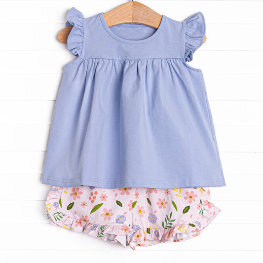 pre -order purple print Short Sleeve girl set GSSO2136