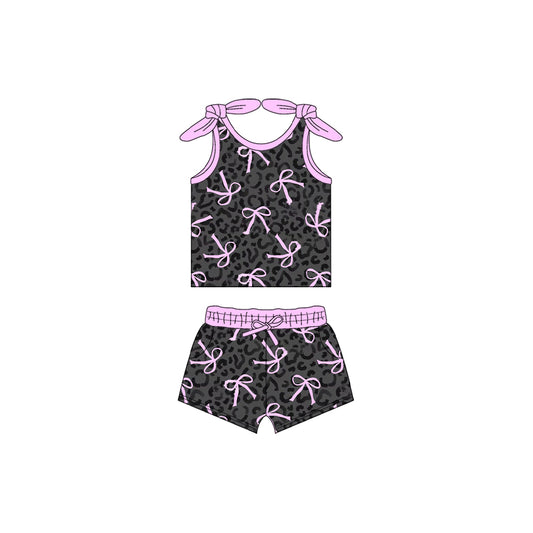 pre -order leopard purple bows girl Set GSSO2140