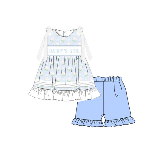 pre -order blue flowers print girl Set GSSO2152