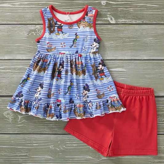 pre -order purple stripe cartoon print girl Set GSSO2156