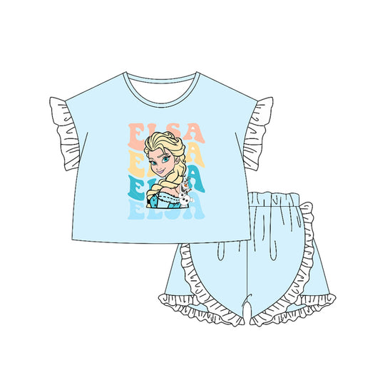 pre -order sky blue princess print girl Set GSSO2161