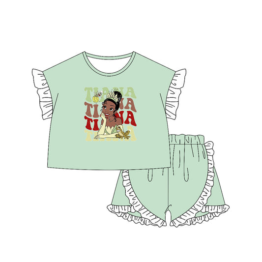 pre -order light green princess print girl Set GSSO2165