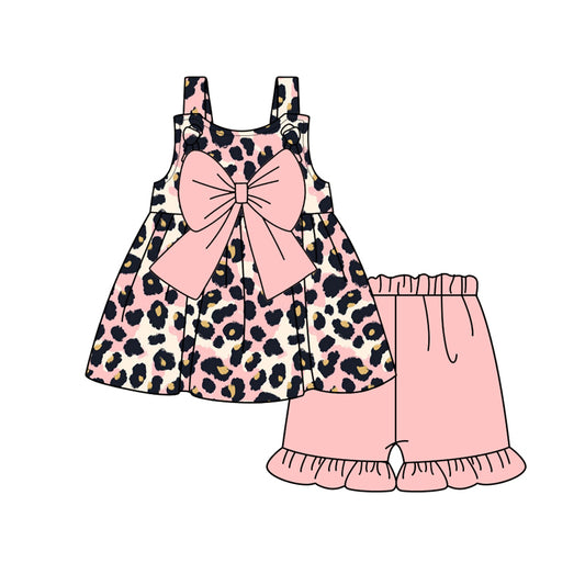 pre -order pink bow leopard print girl Set GSSO2167