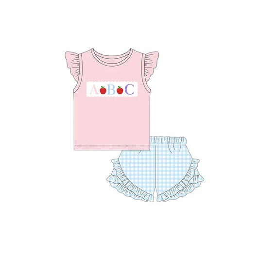 pre -order pink apple short sleeve print girl Set GSSO2178